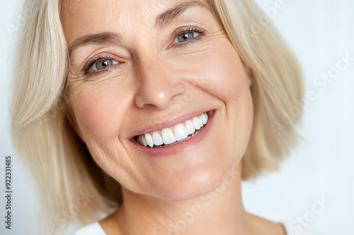 Smiling Elderly Woman with Healthy Teeth