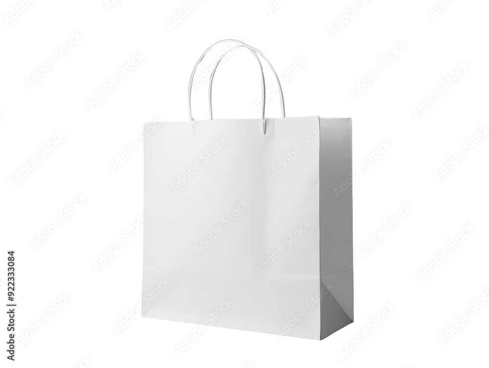 Isolated White Shopping Bag with Handles Without Background Isolated White Shopping Bag with Handles Without Background