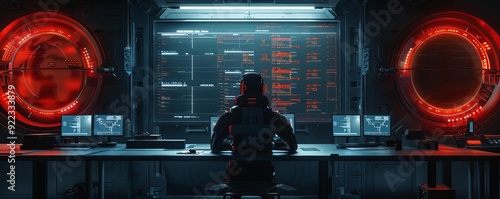 A robot guarding a vault of digital assets, futuristic, dark tones, high detail