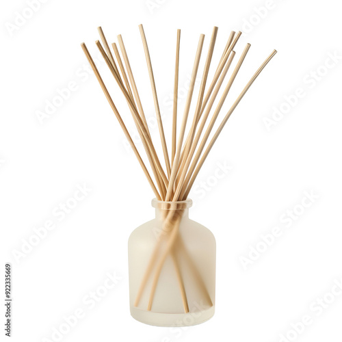 Isolated Room Fragrance Diffuser Sticks in a Decorative Bottle.