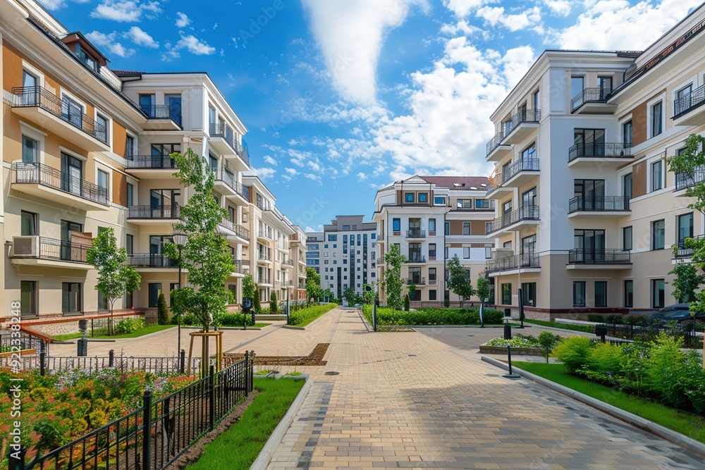 beautiful modern residential complex in light colors beautiful modern residential complex in light colors
