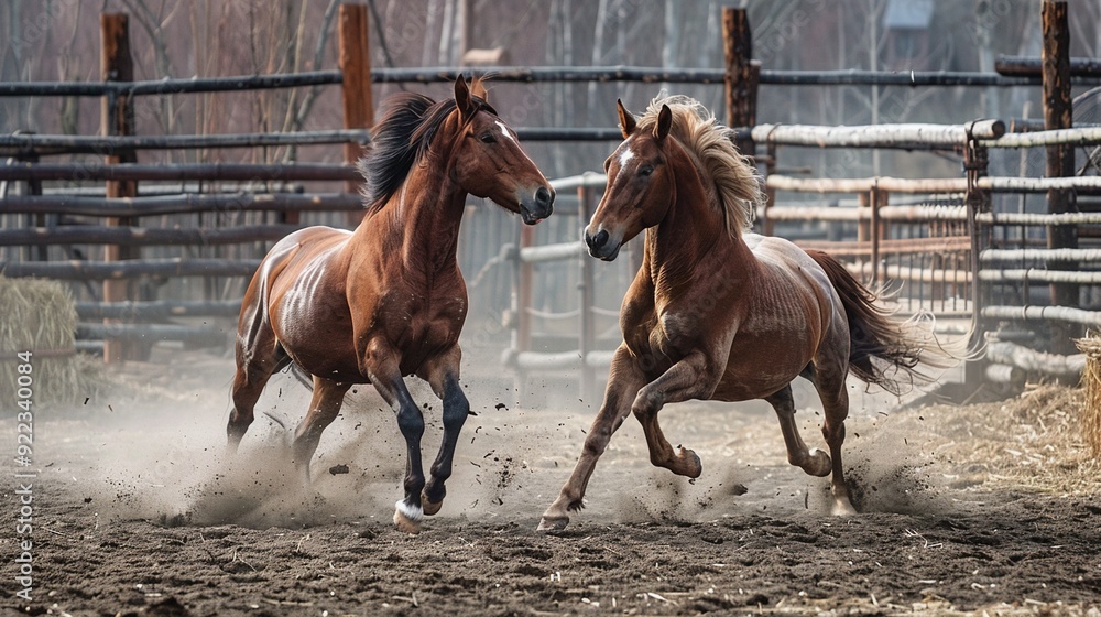Intense Showdown. A challenging duel between two strong horses within a 154th. Intense Showdown. A challenging duel between two strong horses within a 154th.