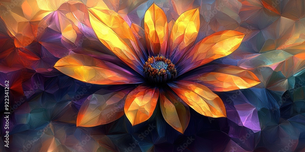 Abstract Oil Painting of a Multicolored Flower Abstract Oil Painting of a Multicolored Flower