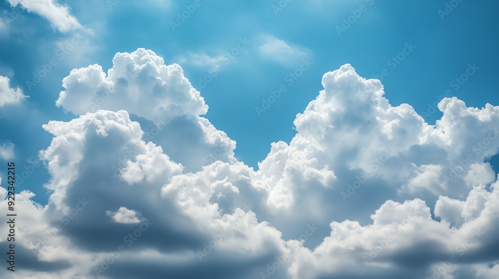 Continuous sky with dynamic cumulus clouds, deep blue and white mix, wide angle, bright sunlight Continuous sky with dynamic cumulus clouds, deep blue and white mix, wide angle, bright sunlight