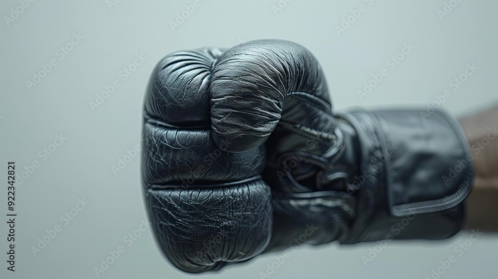 Fototapeta premium Minimalist kickboxing, single glove, white background, natural light