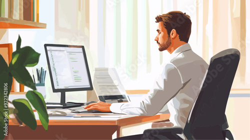 Office Manager Background - Working Business Vector People Design
