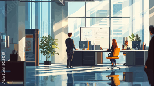 Office Manager Background - Working Business Vector People Design