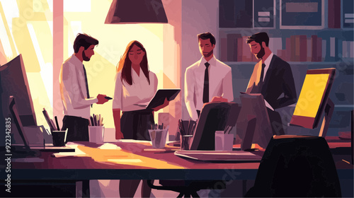 Office Manager Background - Working Business Vector People Design