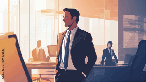 Office Manager Background - Working Business Vector People Design