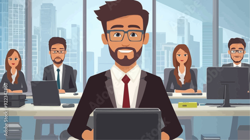 Office Manager Background - Working Business Vector People Design