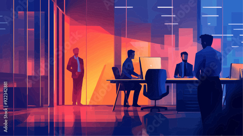 Office Manager Background - Working Business Vector People Design