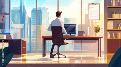 Office Manager Background - Working Business Vector People Design