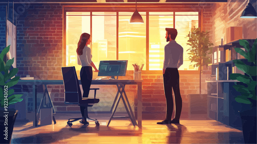 Office Manager Background - Working Business Vector People Design