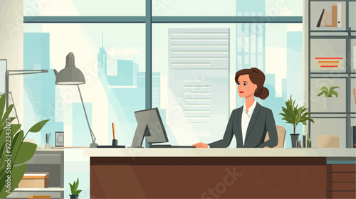 Office Manager Background - Working Business Vector People Design