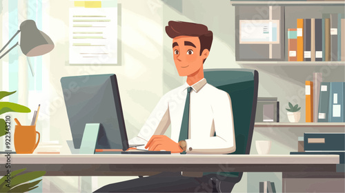 Office Manager Background - Working Business Vector People Design