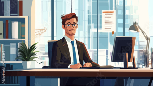 Office Manager Background - Working Business Vector People Design