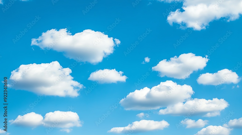 Endless blue sky with scattered clouds, serene and calm, flat lay, natural daylight Endless blue sky with scattered clouds, serene and calm, flat lay, natural daylight