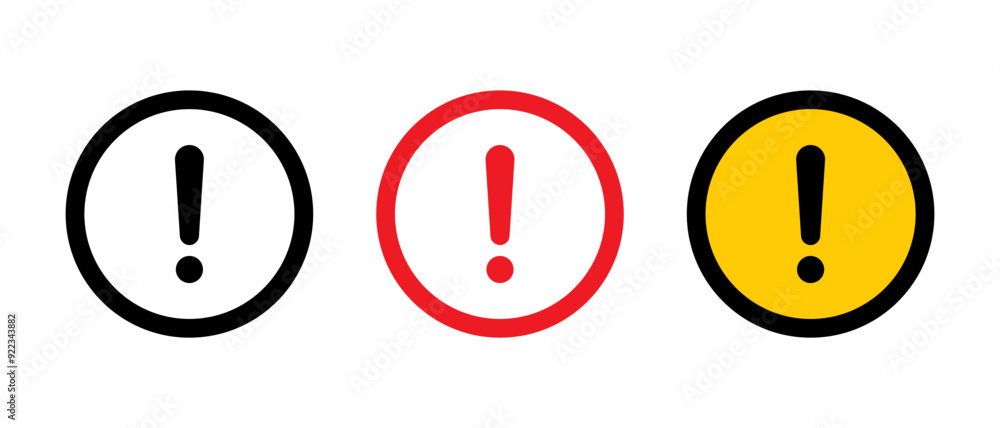 Warning, caution sign icon on circle background. Danger hazard symbol Warning, caution sign icon on circle background. Danger hazard symbol
