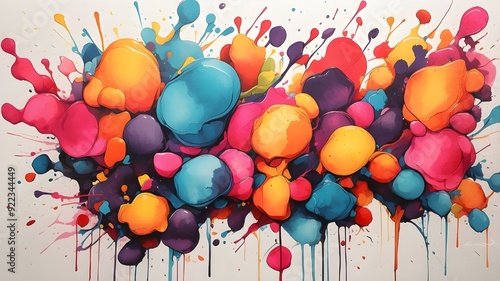 Wallpaper Mural Vibrant and colourful abstract drawing featuring blobs and splatters of vibrant ink. Torontodigital.ca