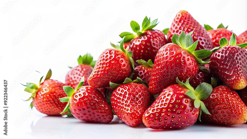 Fresh red strawberries on a white background, fruit, healthy, organic, juicy, delicious, natural, ripe, vibrant, sweet, summer