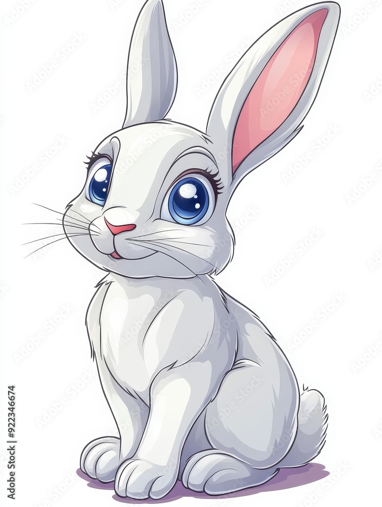 Fototapeta premium Cute White Bunny with Blue Eyes