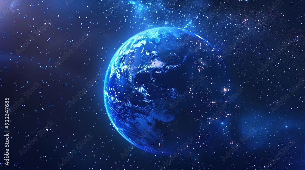 Earth from Space with Starry Milky Way Earth from Space with Starry Milky Way