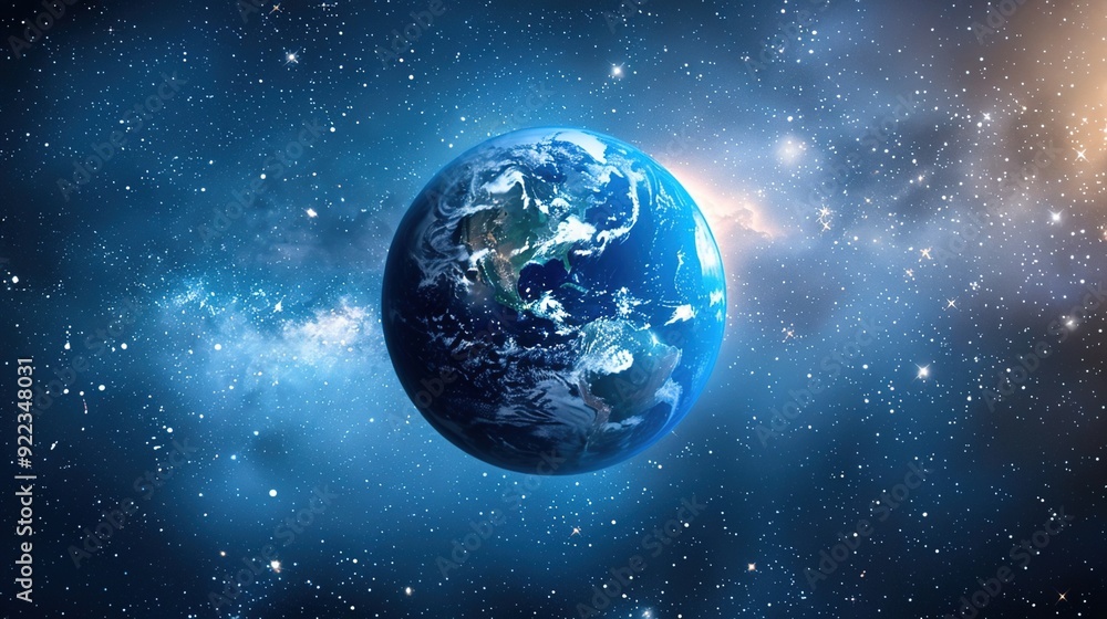 Fototapeta premium Earth from Space with Starry Milky Way