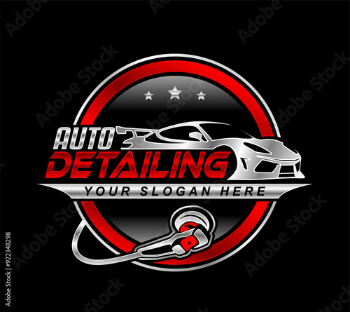 car detailing service logo emblem design template shiny car polish