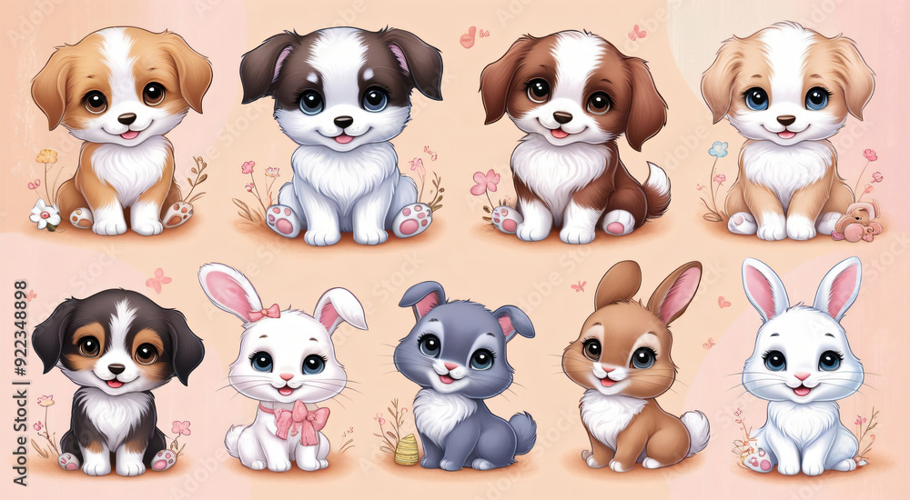 Adorable and charming animals with big eyes, ai generated Adorable and charming animals with big eyes, ai generated