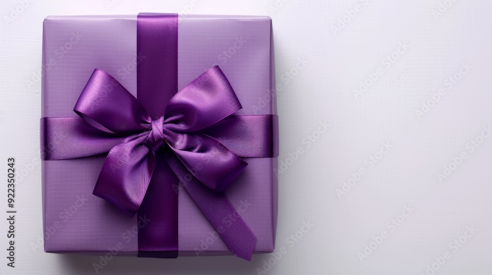 Purple gift box with ribbon on a white background Purple gift box with ribbon on a white background