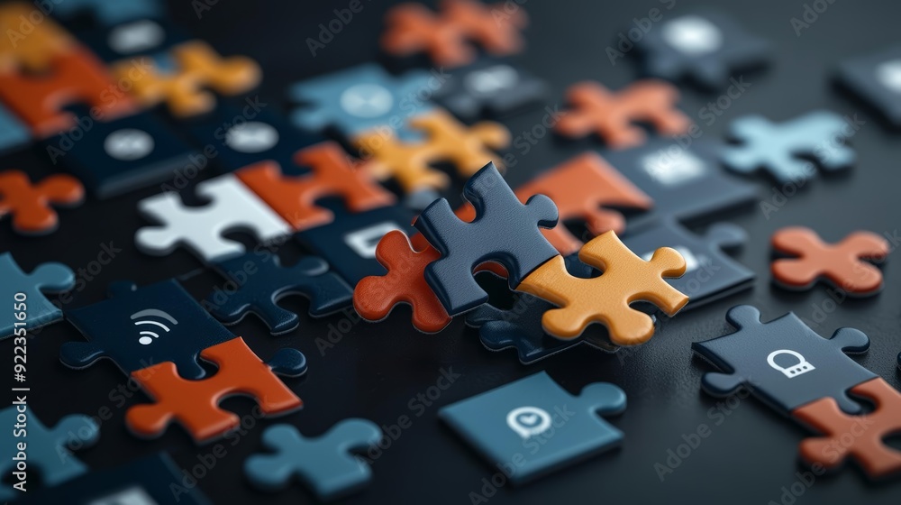 Obraz premium A 3D puzzle with each piece representing a different search query, symbolizing the complexity of search engines