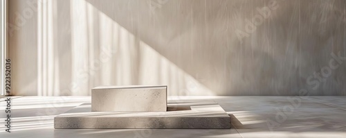 Minimalist yoga, single block, white background, natural light