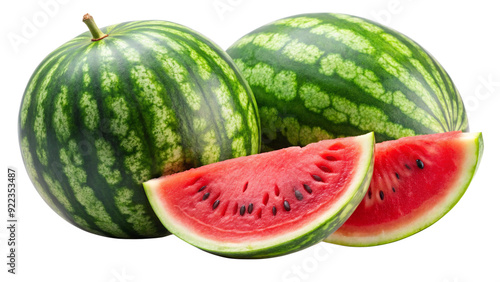 Fresh juicy water melon cut fruit isolated on transparent background