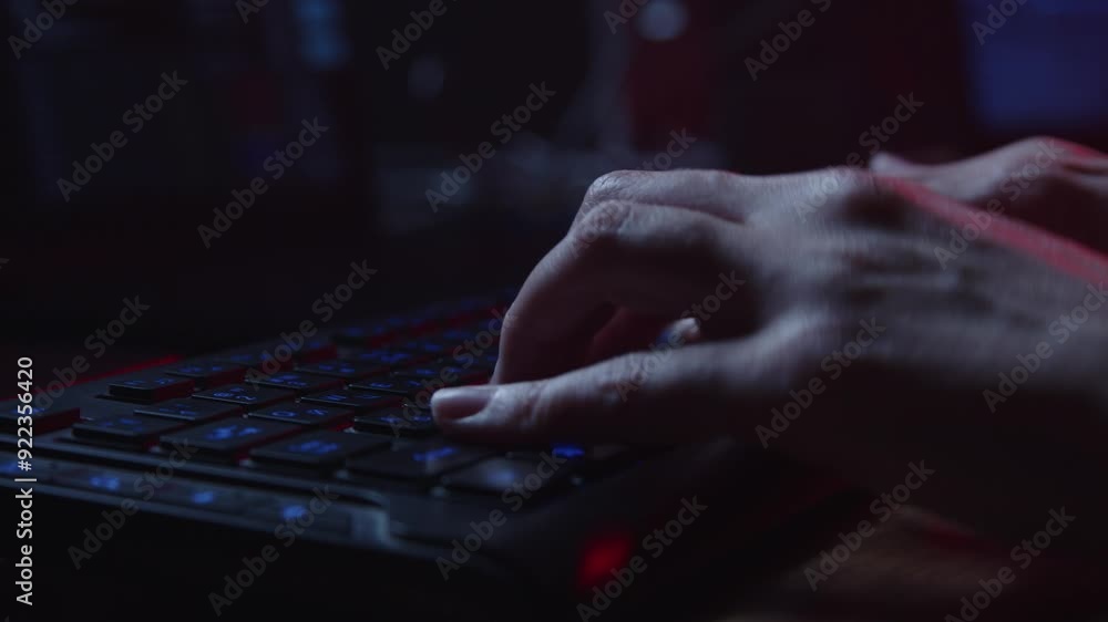 A closeup view showcasing hands actively engaging with a sleek modern keyboard, gently illuminated by soft light A closeup view showcasing hands actively engaging with a sleek modern keyboard, gently illuminated by soft light