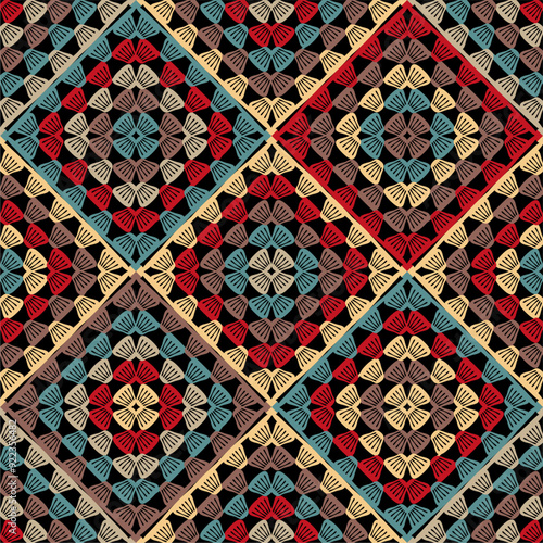 Pattern with crochet granny square wallpaper handmade decorative art design print 