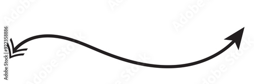 Round curl long arrow. Thin arrow curled symbol icon. Arrow swish sign.