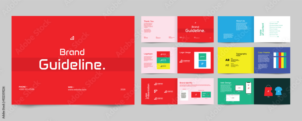 Fototapeta premium brand guideline landscape template for brand identity presentation guide layout