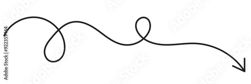 Round curl long arrow. Thin arrow curled symbol icon. Arrow swish sign.
