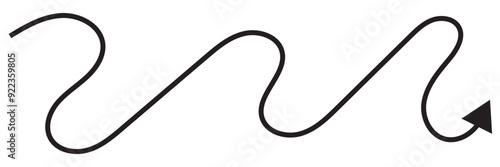 Round curl long arrow. Thin arrow curled symbol icon. Arrow swish sign.