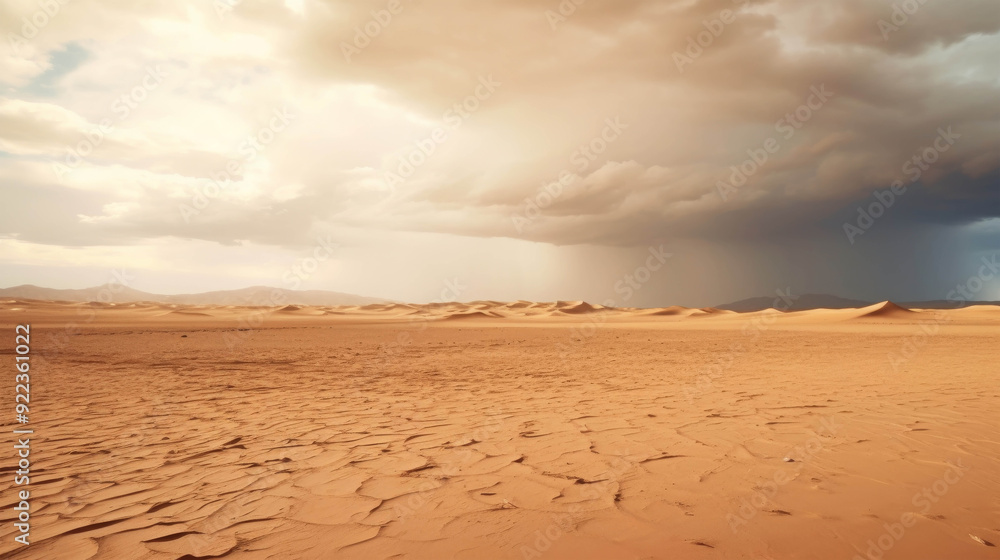 Vast Desert Expanse Under a Brooding Sky with Storm Clouds Gathering on the Horizon Vast Desert Expanse Under a Brooding Sky with Storm Clouds Gathering on the Horizon