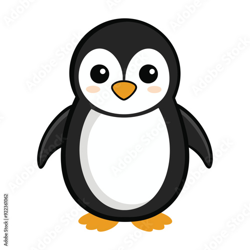 Cute Penguin Standing Cartoon Vector Icon Illustration