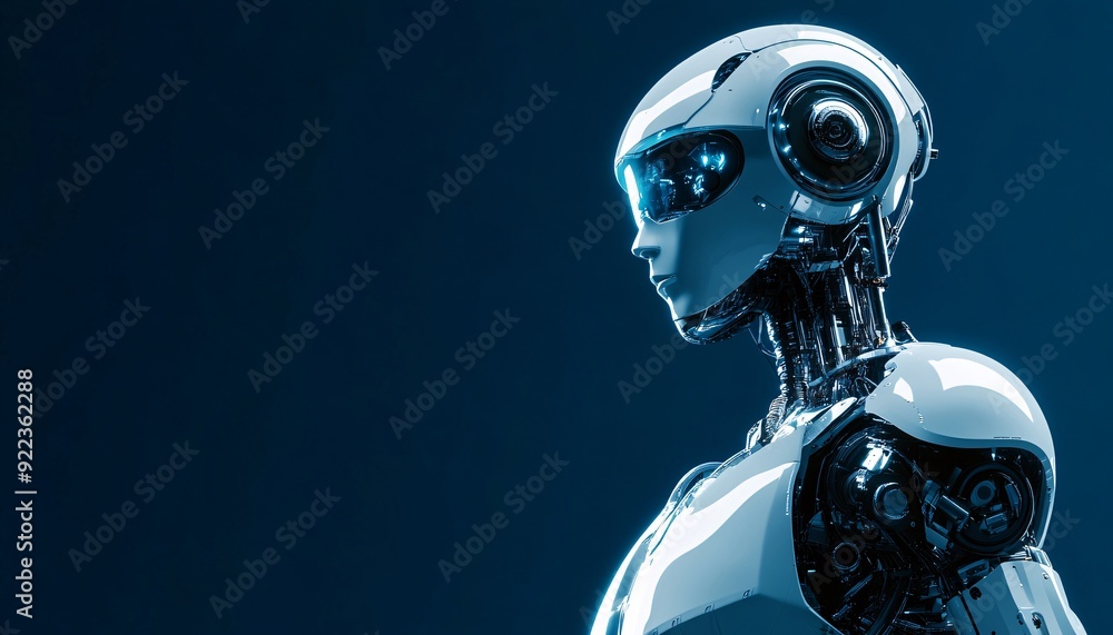 A Robot Displayed Against a Deep Blue Background Robot A Robot Displayed Against a Deep Blue Background Robot