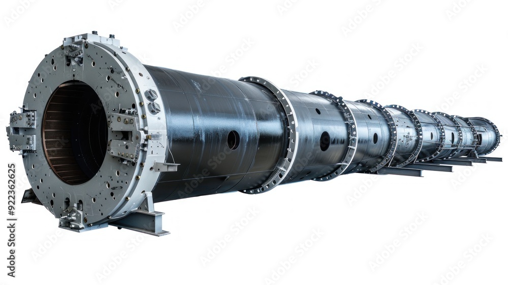 A wind turbine tower section on a white background