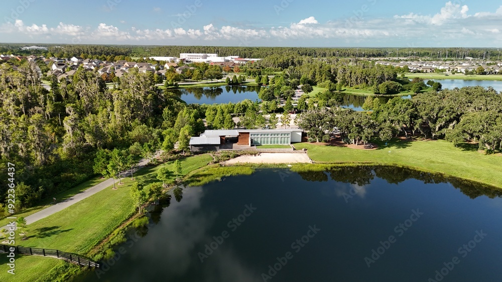 Fototapeta premium Drone photos of Cummingham Park and lakes