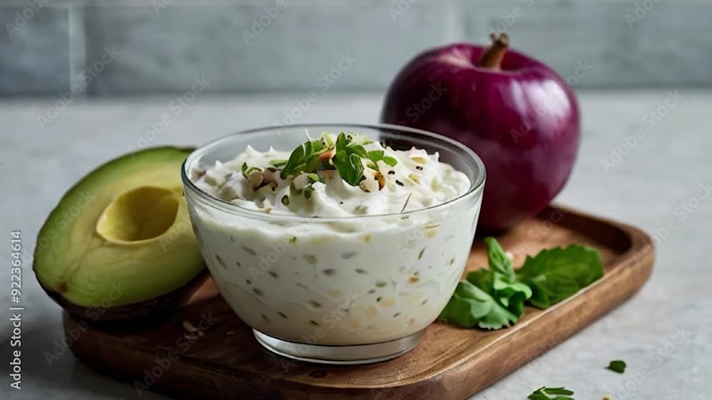 Bowl of Creamy Avocado Dip with an Apple and Half an Avocado Bowl of Creamy Avocado Dip with an Apple and Half an Avocado