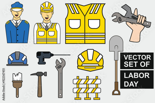 Vector clip art collection labor day element