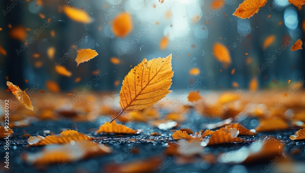 Autumn Leaves Falling on a Wet Pavement Autumn Leaves Falling on a Wet Pavement