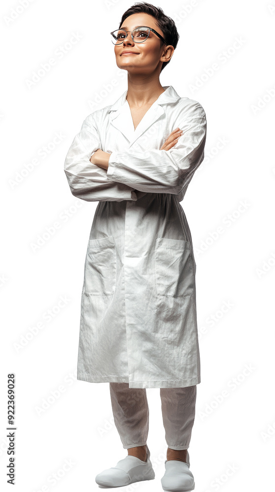 Isolated, transparent, no background, Confident Young Scientist in Lab Coat Smiling Enthusiastically Isolated, transparent, no background, Confident Young Scientist in Lab Coat Smiling Enthusiastically