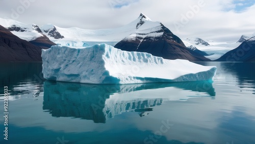 Massive Iceberg Floating in the Ocean. AI Generative photo