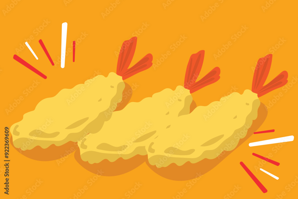 Obraz premium Crispy fried shrimp vector illustration